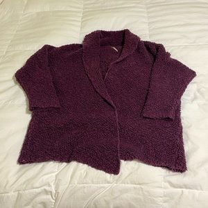 Free People burgundy oversized open cardigan with collar